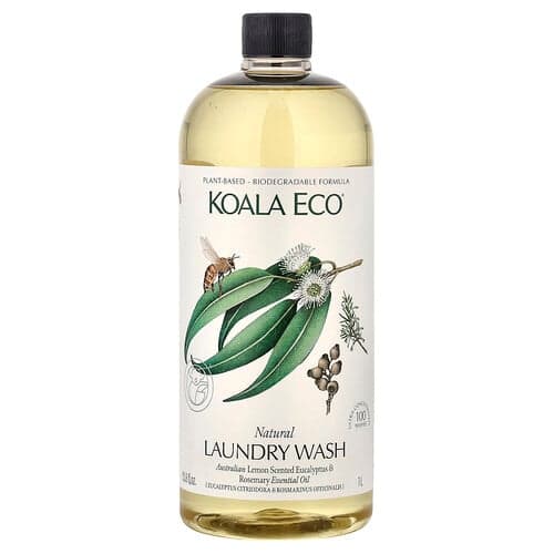 Koala Eco, Lessive naturelle, Huile essentielle d'eucalyptus et de romarin parfumé au citron australien, 1 l