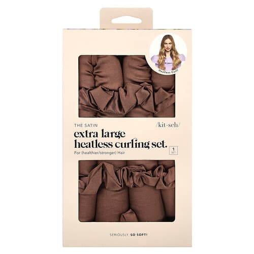 Kitsch, Kit de recourbement sans chaleur The Satin, Extralarge, Chocolat, 1 kit