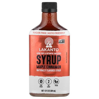 Lakanto, Sirop sucré à l'érythritol et au fruit du moine, Érable et cannelle, 384 ml