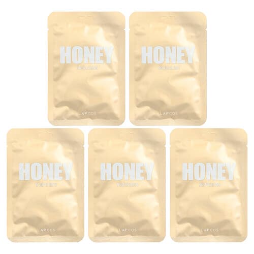 Lapcos, Masque de beauté au miel, Nourrissant, 5 feuilles, 27 ml chacune