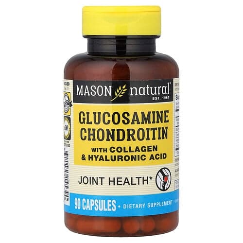 Mason Natural, Glucosamine et chondroïtine au collagène et à l'acide hyaluronique, 90 capsules