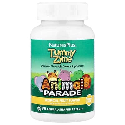 NaturesPlus, Animal Parade®, Tummy Zyme®, Fruits exotiques, 90 comprimés en forme d'animaux