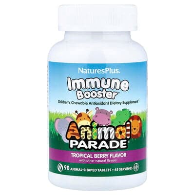 NaturesPlus, Animal Parade®, Booster immunitaire, Baies tropicales, 90 comprimés en forme d'animaux