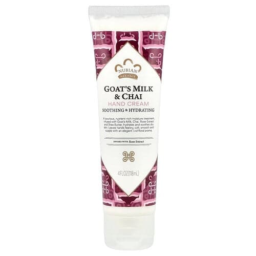 Nubian Heritage, Crème pour les mains, Lait de chèvre et chai, 118 ml