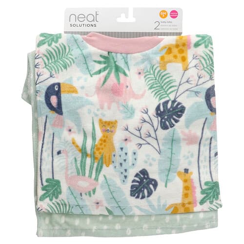 Neat Solutions, Bavoirs pour bébés, 6 mois et plus, Animaux, 2 pièces