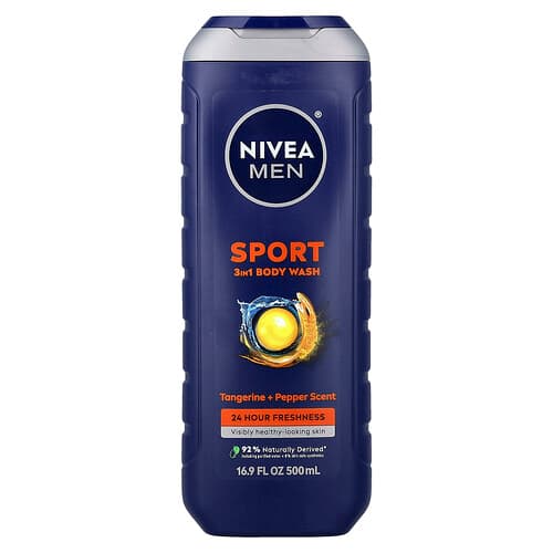 Nivea, Men, Gel douche 3-en-1, Tangerine + Poivre, 500 ml
