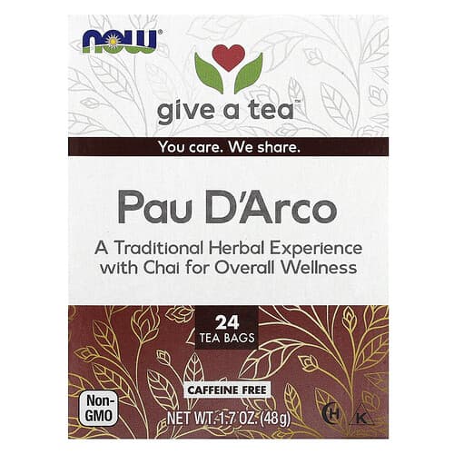 NOW Foods, Thé au pau d'arco, Sans caféine, 24 sachets de thé, 48 g