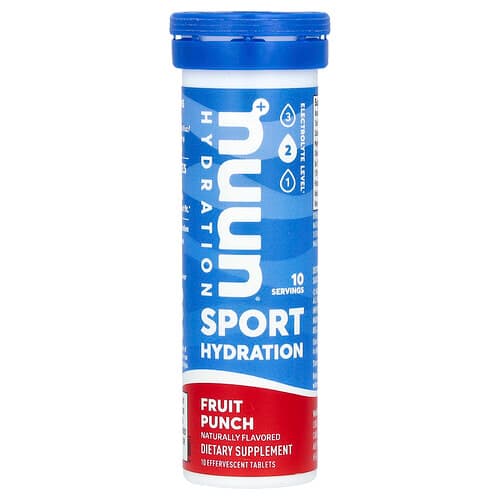 Nuun, Hydratation sportive, Boisson effervescente aux électrolytes, Punch aux fruits, 10 comprimés