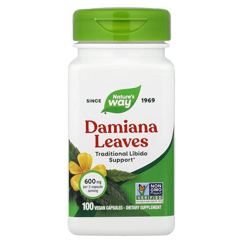 Nature's Way, Feuilles de damiana, 100 capsules vegan (300 mg par capsule)