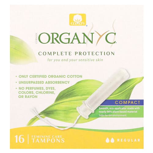 Organyc, Tampons biologiques, compacts, ordinaires, 16 tampons