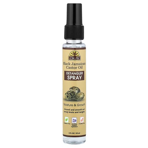 Okay Pure Naturals, Huile de ricin noire jamaïcaine, Spray démêlant, 59 ml