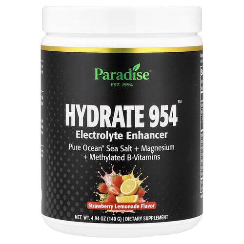 Paradise Herbs, Hydrate 954™, Stimulant électrolytique, Limonade à la fraise, 140 g