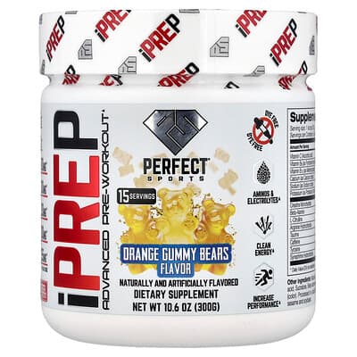 PERFECT Sports, iPrep, Pré-entraînement avancé, Oursons en gélatine orange, 300 g