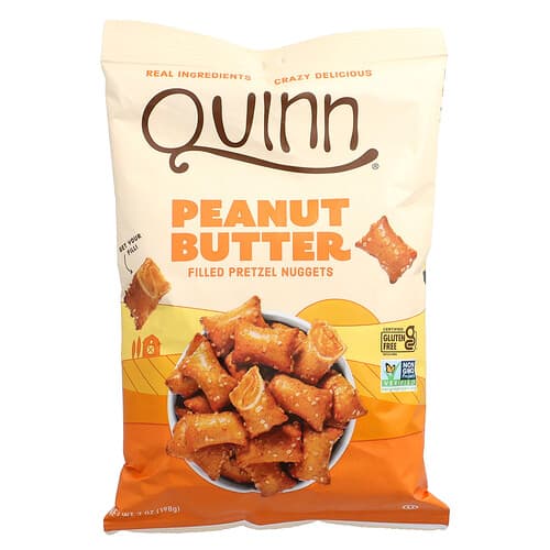 Quinn Snacks, Morceaux de bretzels fourrés, Beurre de cacahuètes, 198 g