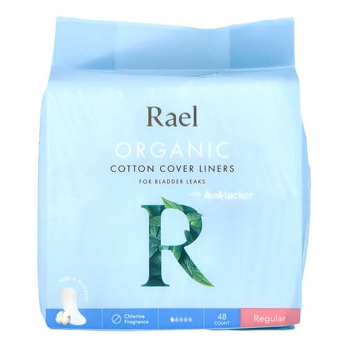 Rael, Doublures de protection en coton biologique, Pour les fuites vésicales, Normales, 48 pièces