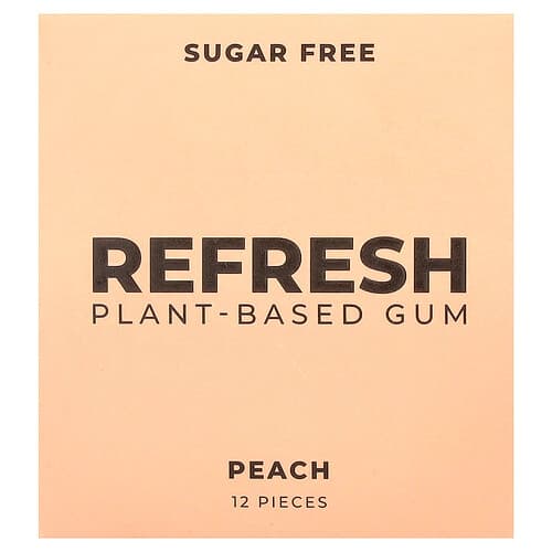 Refresh Gum, Gomme à base de plantes, Pêche, 12 pièces