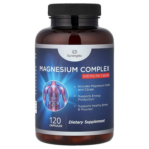 Sunergetic, Complexe de magnésium, 500 mg, 120 capsules