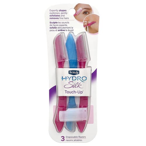 Schick, Hydro Silk Touch Up, Assortiment de couleurs, 3 rasoirs jetables