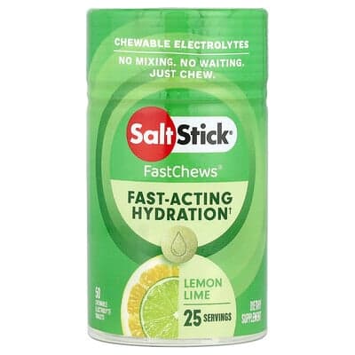 SaltStick, FastChews®, Électrolytes à croquer, Citron vert, 50 comprimés à croquer