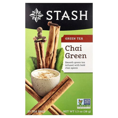 Stash Tea, Thé vert, Chai vert, 20 sachets de thé, 38 g