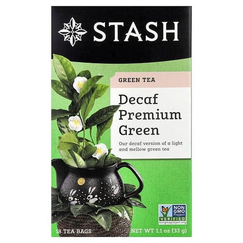 Stash Tea, Thé vert, Thé vert premium décaféiné, 18 sachets de thé, 33 g