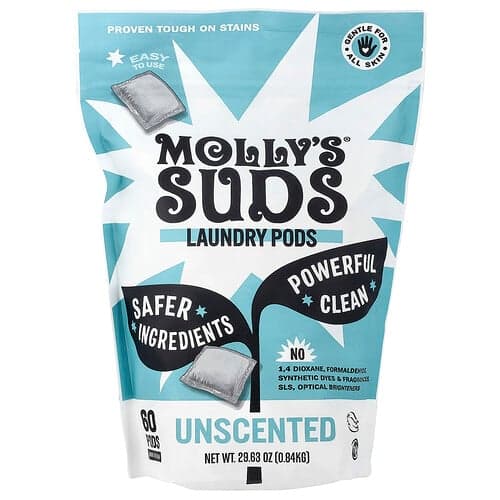 Molly's Suds, Dosettes de lessive, Sans parfum, 60 dosettes, 0,84 kg
