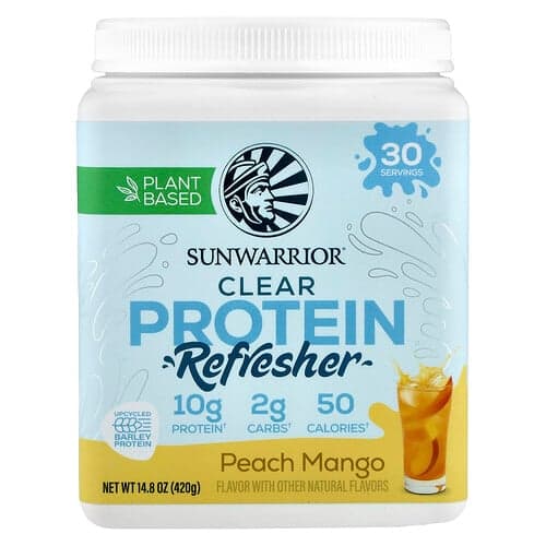 Sunwarrior, Rafraîchisseur de protéines clair, Pêche et mangue, 420 g