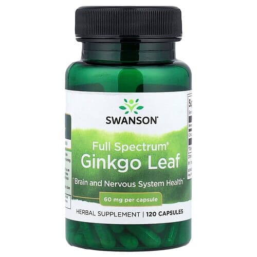Swanson Vitamins, Feuille de ginkgo biloba Full Spectrum®, 60 mg, 120 capsules