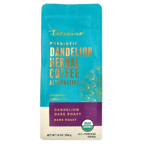 Teeccino, Alternative de café prébiotique au pissenlit, Torréfaction poussée, Sans caféine, 284 g