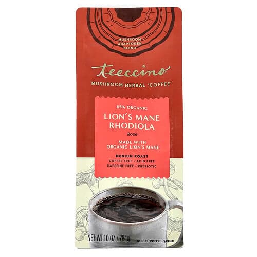 Teeccino, Mushroom Herbal 'Coffee', Hydne hérisson biologique, Torréfaction moyenne, Sans caféine, 284 g