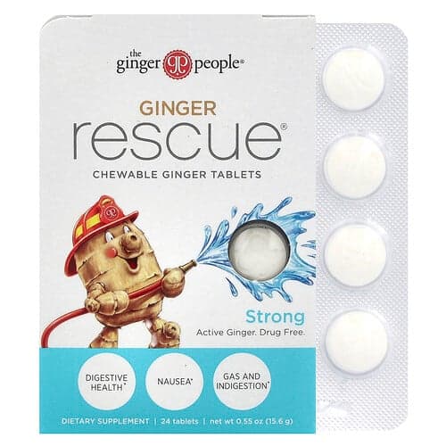 The Ginger People, Ginger Rescue, Comprimés à croquer au gingembre, Fort, 24 comprimés, 15,6 g