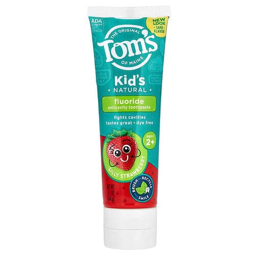 Tom's of Maine, Dentifrice anticaries au fluorure naturel pour enfants, À partir de 2 ans, Fraise rigolote, 144 g