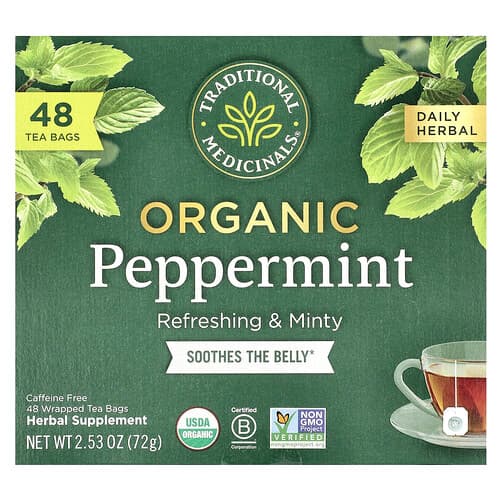 Traditional Medicinals, Menthe poivrée biologique, Sans caféine, 48 sachets de thé, 72 g