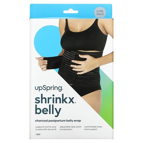 UpSpring, Shrinkx Belly, Enveloppement post-partum au charbon, Taille L/XL, Noir, 1 pièce