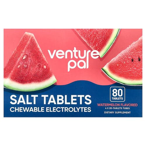 Venture Pal, Comprimés de sel, Électrolytes à croquer, Pastèque, 80 comprimés