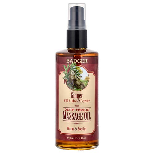 Badger, Huile de massage en profondeur, Gingembre, arnica et piment de Cayenne, 118 ml