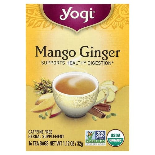 Yogi Tea, Mangue et gingembre, Sans caféine, 16 sachets de thé, 32 g