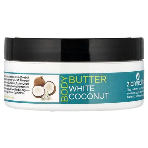 Zion Health, Beurre corporel à l'huile d'argan, noix de coco blanche, 118 g