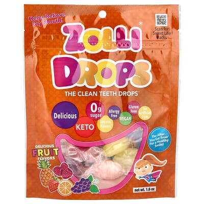 Zollipops, Zolli Drops, The Clean Teeth Drops, Fruit délicieux, 50 g