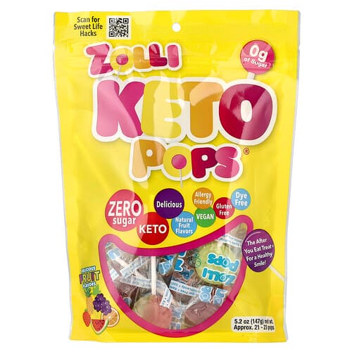Zollipops, Keto Pops®, Fruit, env. 21-23 sucettes, 147 g