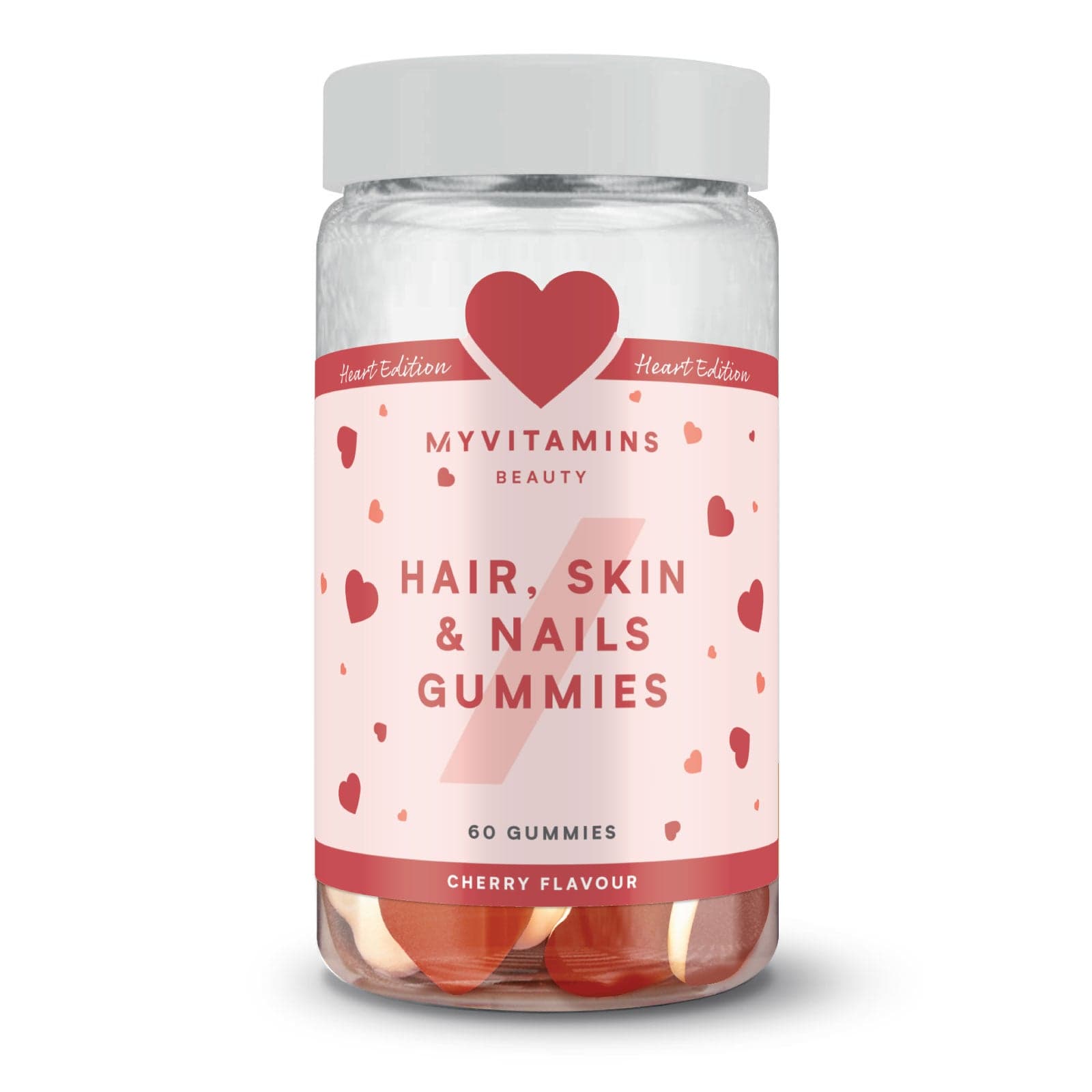 Gummies Cheveux, Peau & Ongles - Edition Cœur Double Couche - 60gommes à mâcher - Cerise