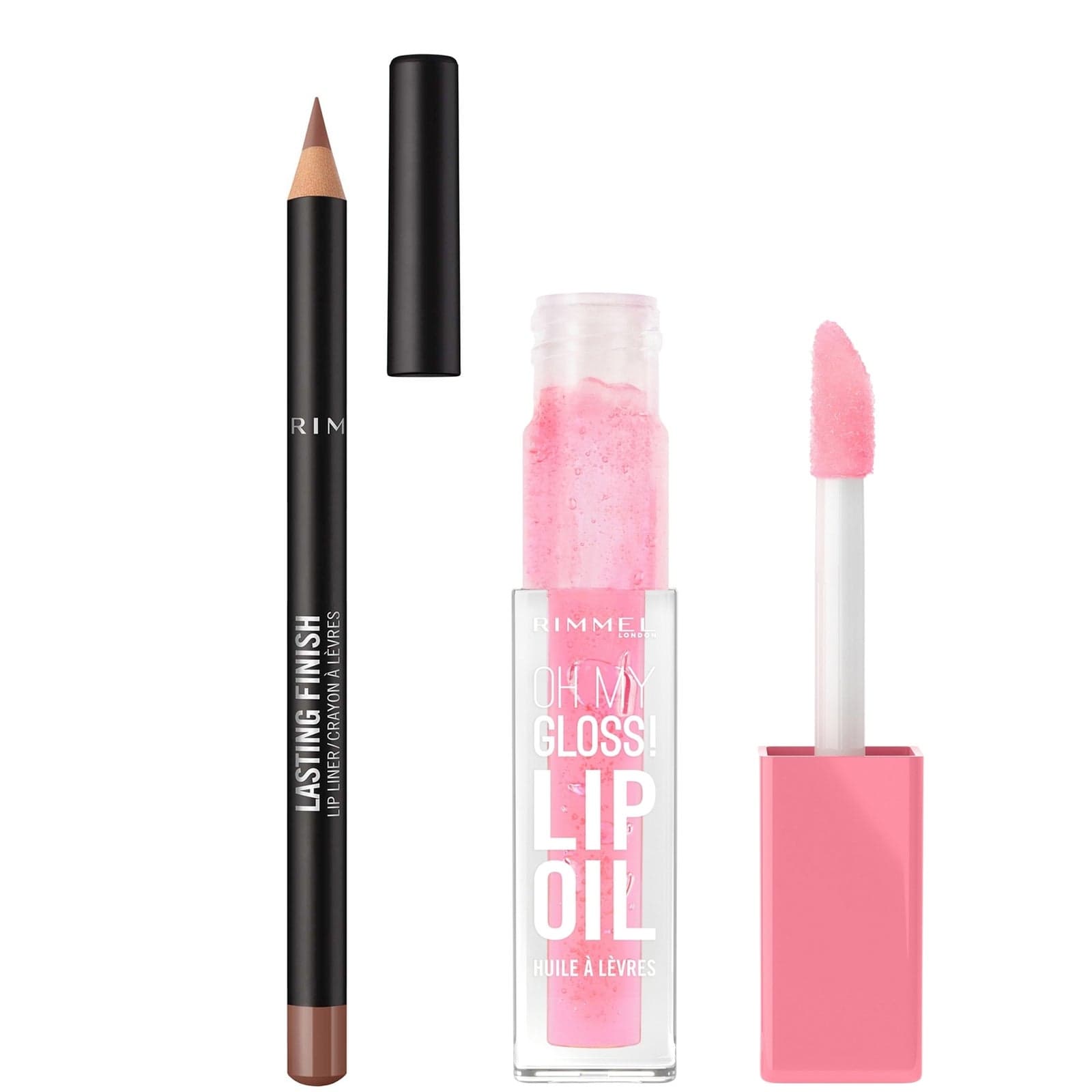 Rimmel Oh My Gloss! Lip Oil & Lasting Finish Lip Bundle (Various Shades) - 001 Pink Flush