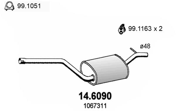 ASSO Silencieux central 146090 pour FORD
