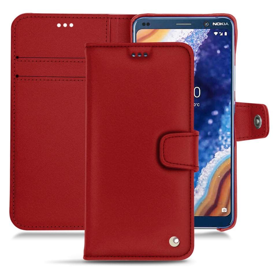 Noreve Housse cuir portefeuille (Nokia 9 PureView), Coque pour téléphone portable, Rouge