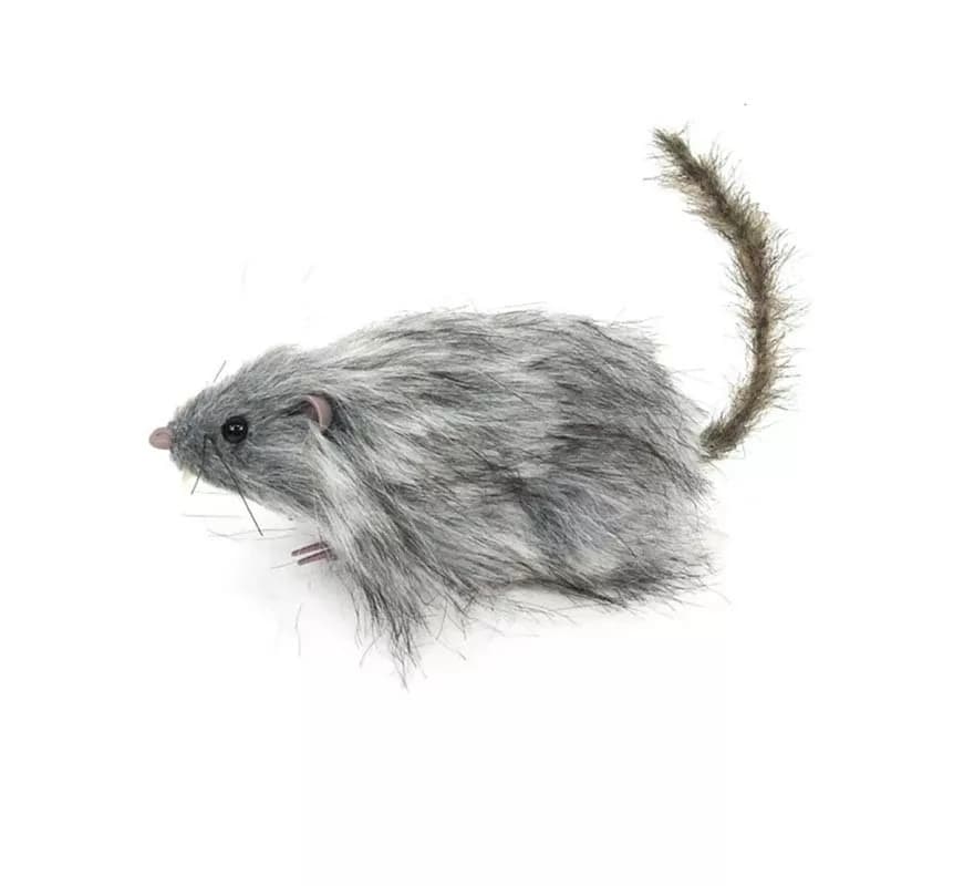 Rat poilu gris 7x17 cm