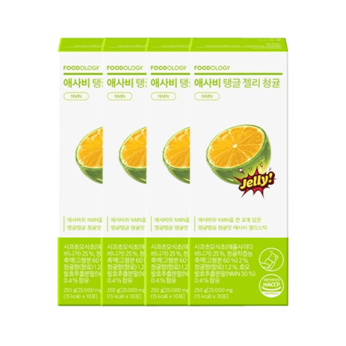 FOODOLOGY - Apple Cider Vinegar Jiggly Jelly - 25000mg x 10 sticks - Grean Tangerine (4ea) Set