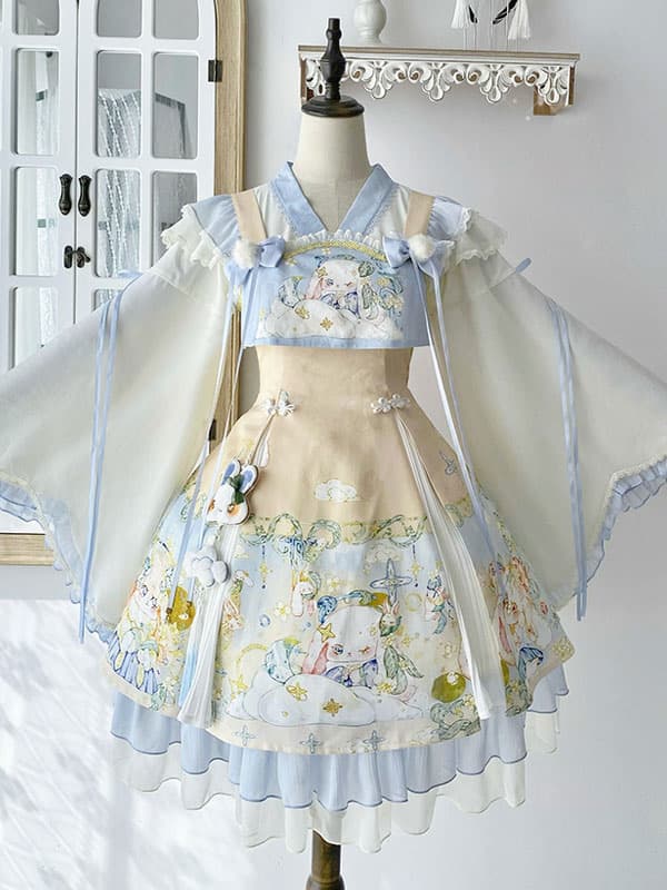 Sweet Lolita Outfits Accessoire de couvre-chef sans manches en jacquard bleu bébé