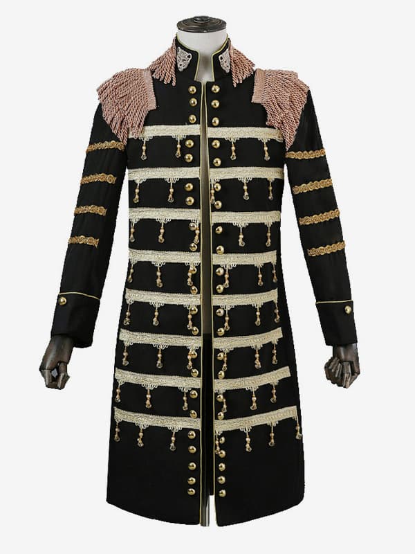 Costumes rétro à manches longues en polyester élégant haut vintage noir pour homme Bourgogne