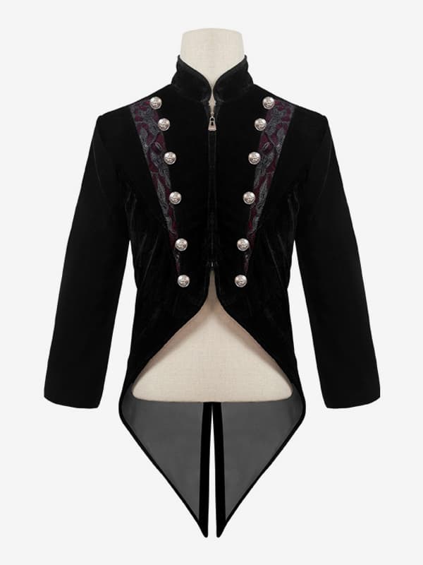 Haut Vintage noir Punk à manches longues vêtements en velours Costumes rétro pour hommes