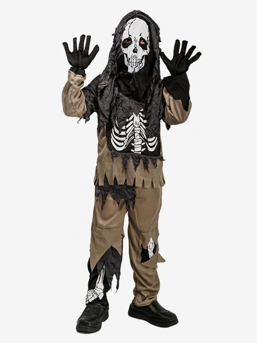 Halloween Costumes d\\'Halloween pour enfants Ensemble d\\'Halloween marron café Pantalon en polyester pour enfants Haut